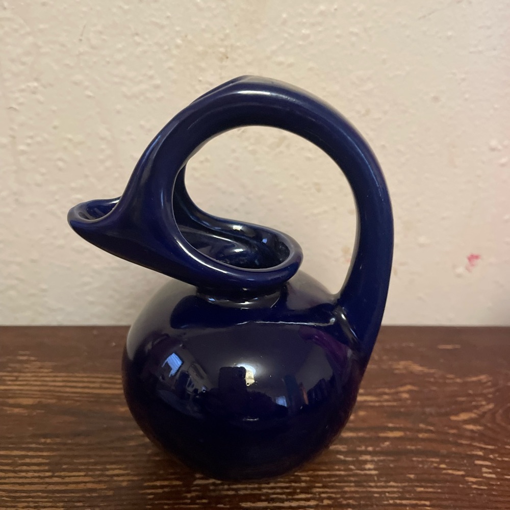 Vintage Hull Cobalt Blue MCM Art Deco 5” Syrup Pitcher USA, RARE Round